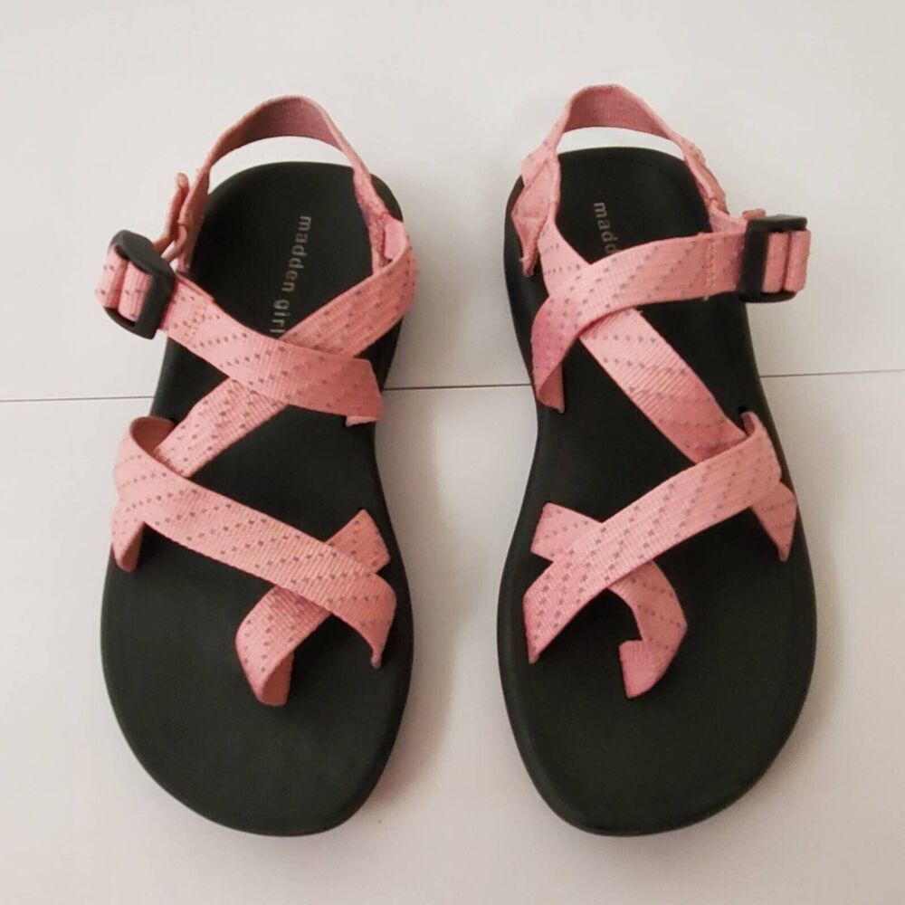 Madden Girl Womens 7.5-8.5 Sandals Sun Blush Pink Strappy Mismatched New - Picture 14 of 16